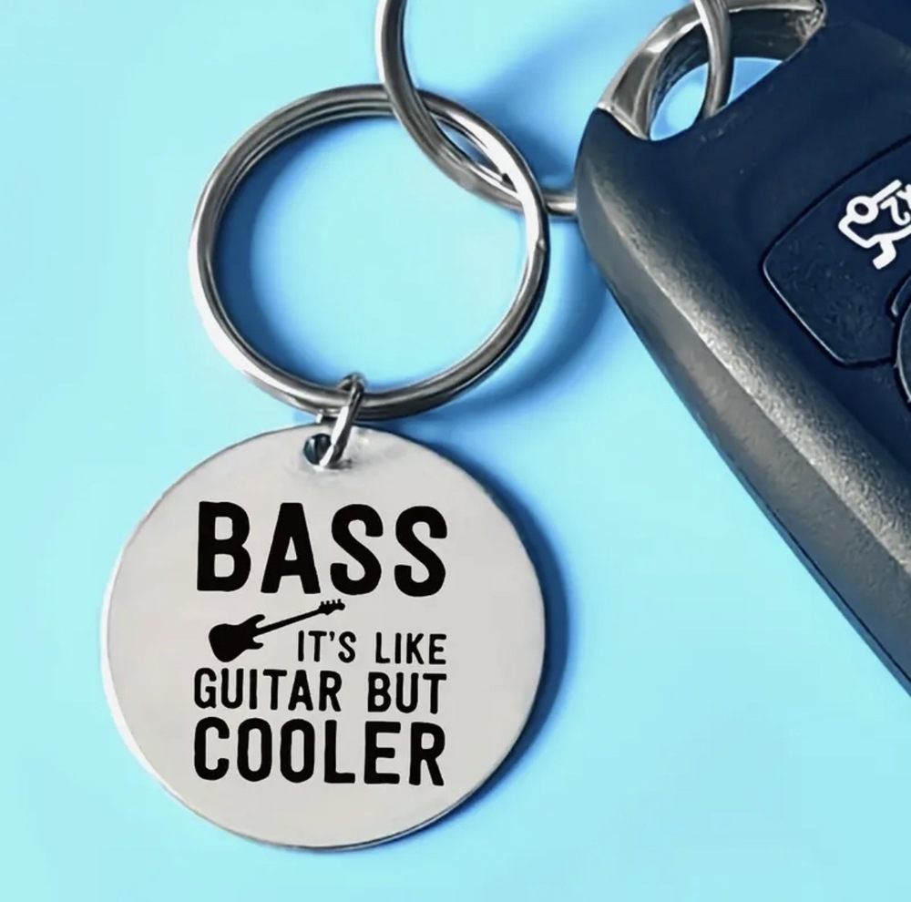 3/$25 Bass It's Like Guitar But Cooler Stainless Steel Keychain NEW